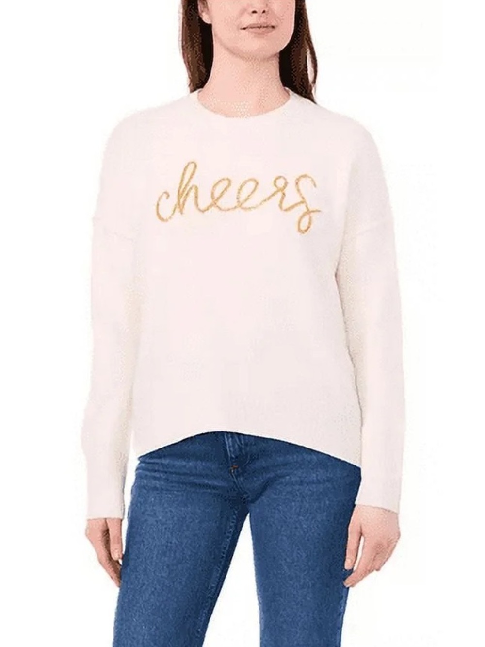 Vince Camuto Holiday Cheers Ivory Sweater XS Super Soft